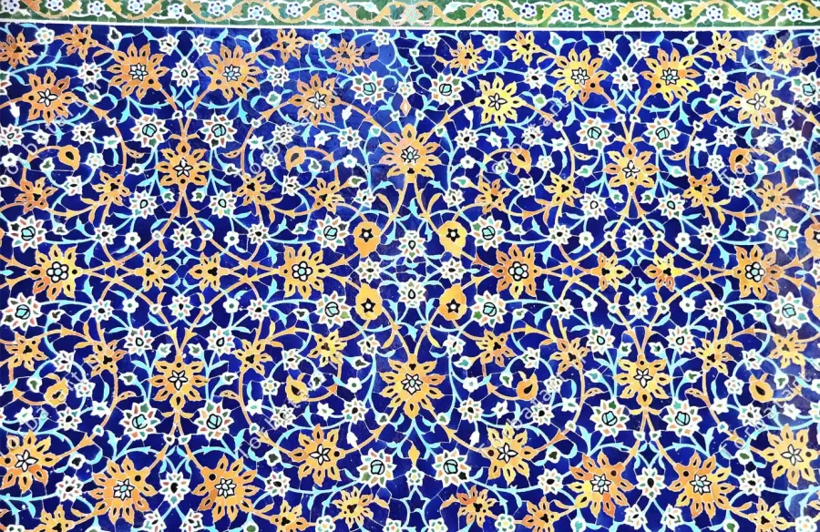 عکس کاشی کاری ایرانی با گل های تزئینی — تصویر 2