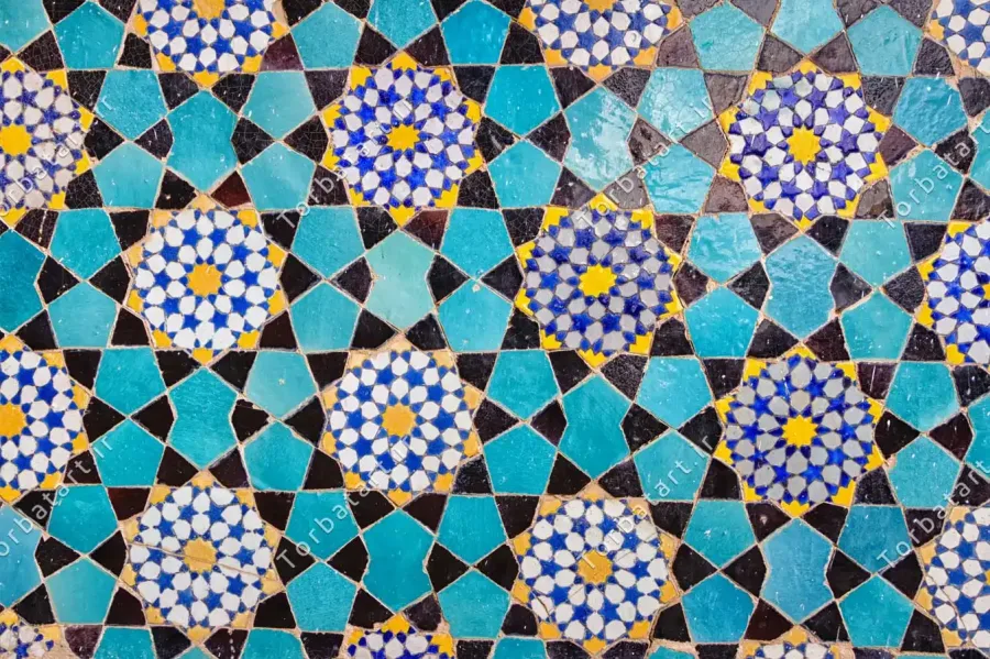 عکس کاشی کاری ایرانی با نقوش هندسی — تصویر 2