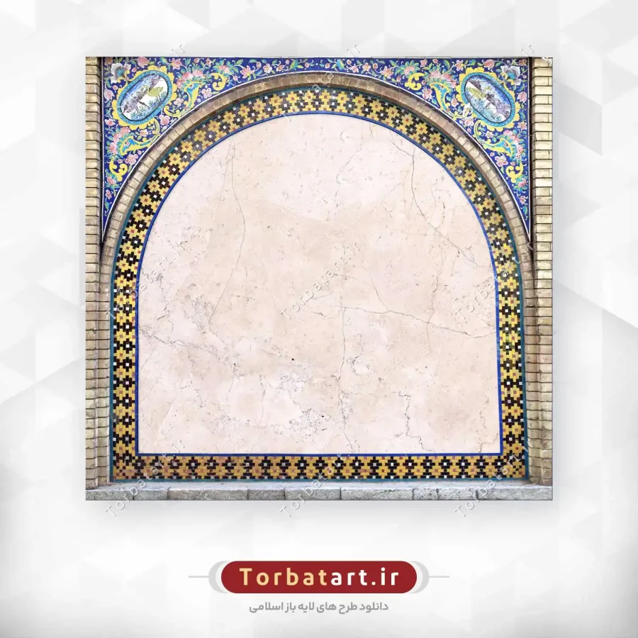 عکس قاب مربعی کاشی کاری با نقوش اسلیمی