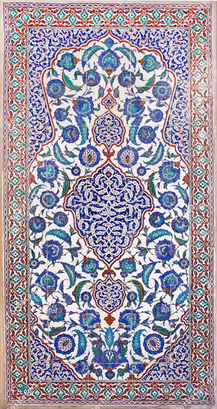 عکس کاشی کاری سنتی با نقوش گل و بوته — تصویر 2