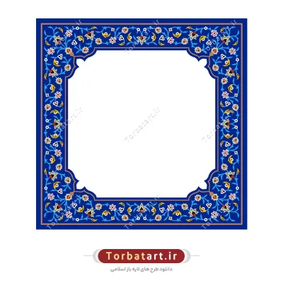 وکتور قاب کاشی کاری مربعی با ناحیه ورودی متن در مرکز