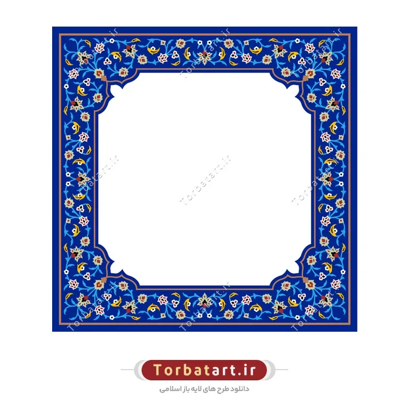 وکتور قاب کاشی کاری مربعی با ناحیه ورودی متن در مرکز
