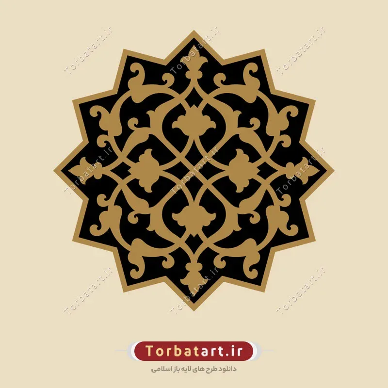 وکتور شمسه با نقوش اسلیمی سنتی