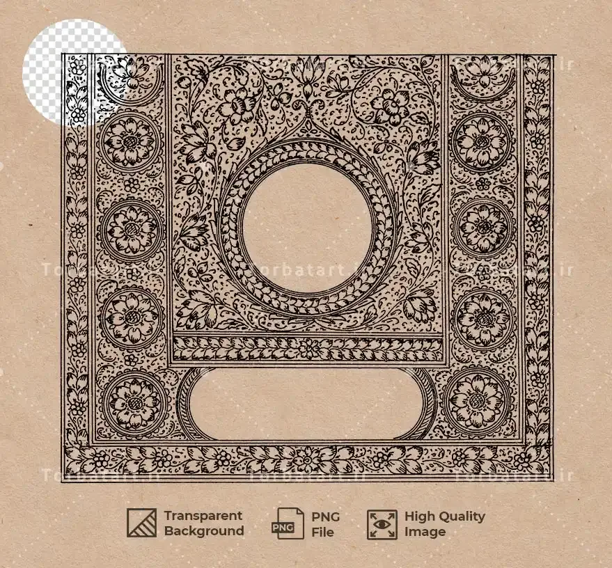 کتیبه چاپ سنگی با ناحیه ورودی متن در مرکز