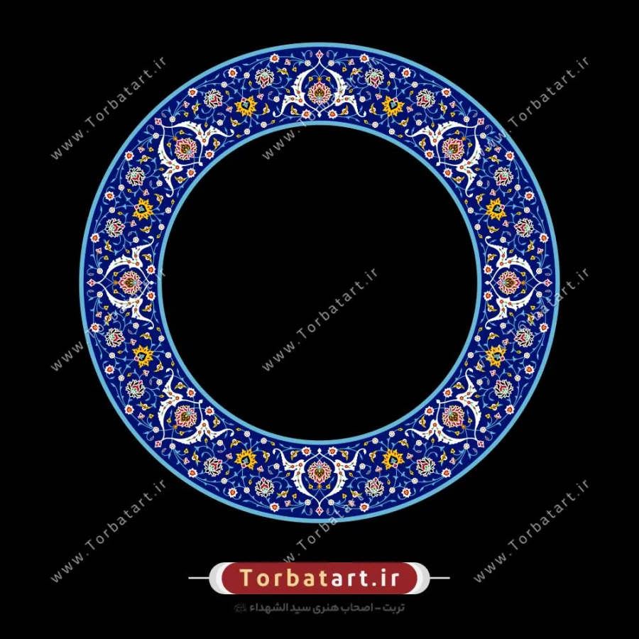 قاب دایره ای با طرح نقوش کاشی