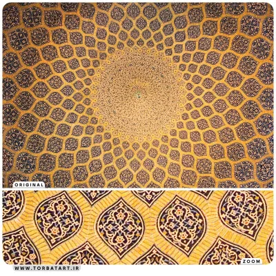 تصویر با کیفیت کاشی کاری داخلی مسجد شیخ لطف الله