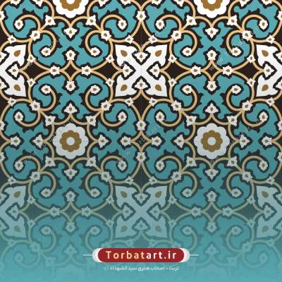 طرح وکتور کاشی فیروزه ای با نقش گل و بوته
