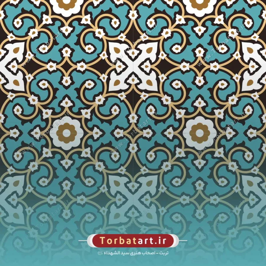 طرح وکتور کاشی فیروزه ای با نقش گل و بوته