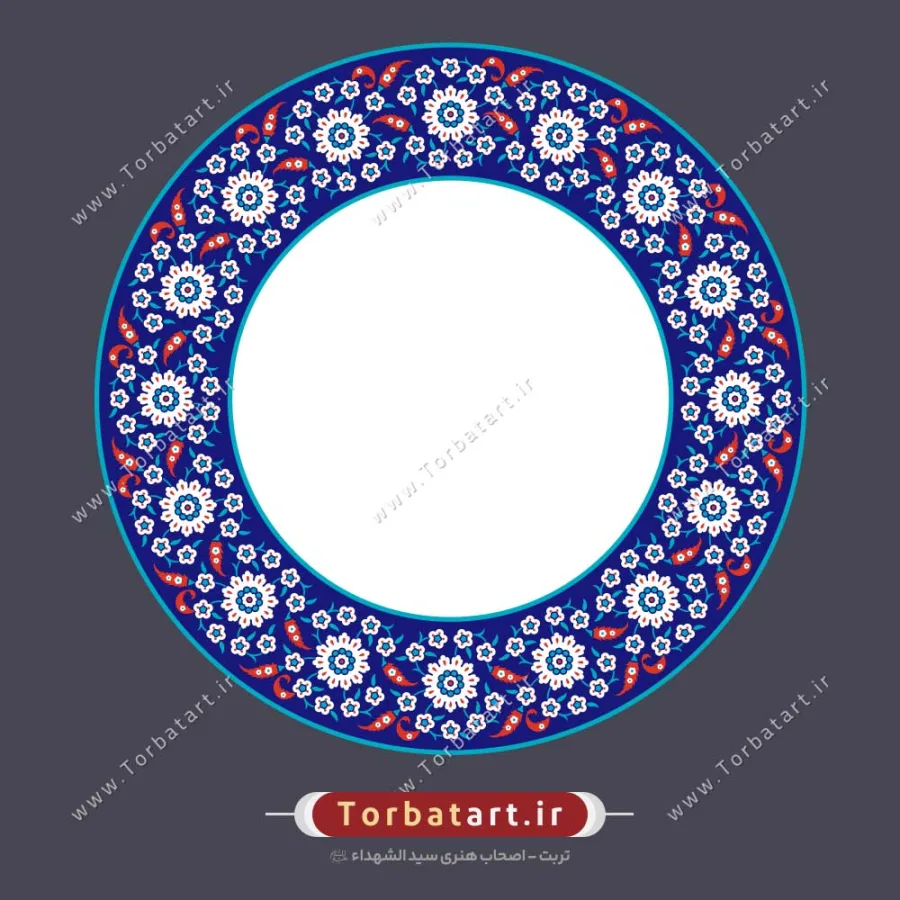 نقش اسلیمی مدور با طرح گل و بوته