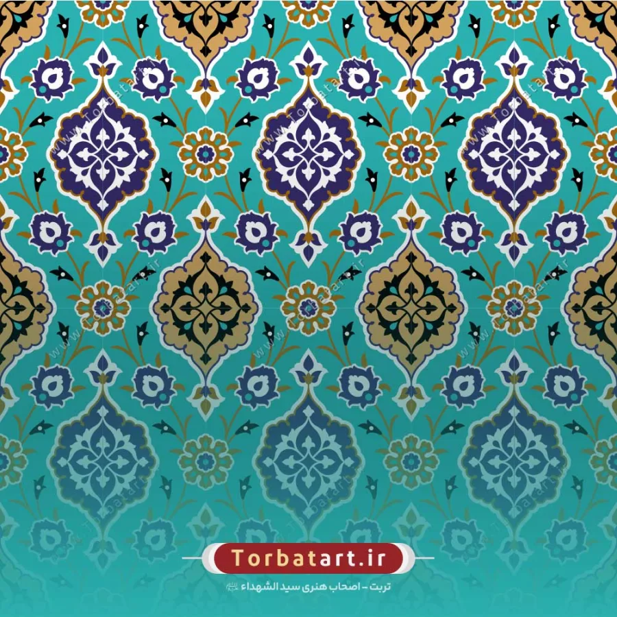 پترن اسلیمی طرح کاشی فیروزه ای
